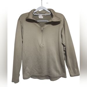Military Style 1/4 Zip Waffle Grid Fleece Base Layer Shirt Coyote Brown Medium
